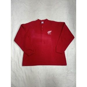 Vintage 90s True Fan Detroit Red Wings Henley Sweatshirt Boxy Size 2XL USA Made